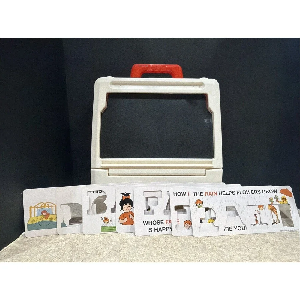 Vintage 1972 Fisher Price School Days Desk with 14 cards to practice letters